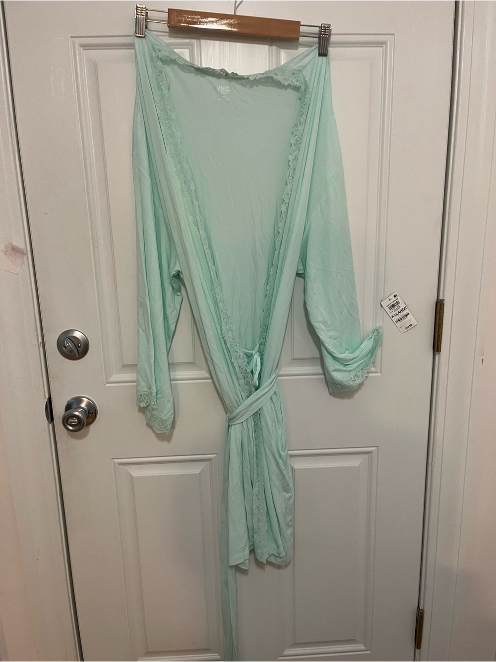 INC International Concepts Mint Lace-Trim Lightweight Robe Pockets